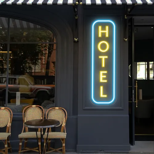 Hotel Vertical Neon Sign - Custom T-Shirt Today