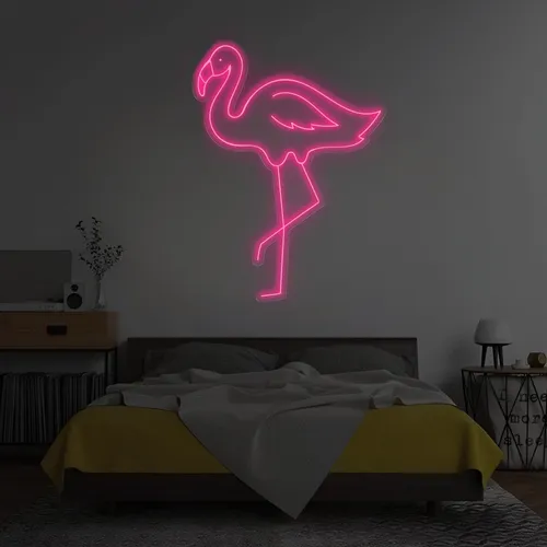 Single Flamingo Vertical Neon Sign - Custom T-Shirt Today