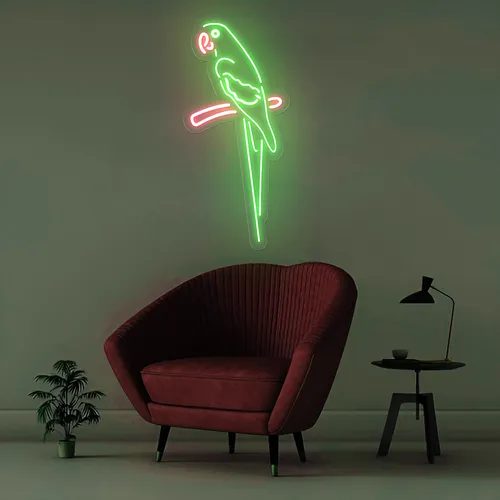 Green Parrot Vertical Neon Sign - Custom T-Shirt Today
