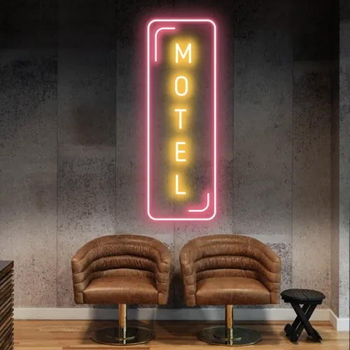 Motel Vertical Neon Sign - Custom T-Shirt Today