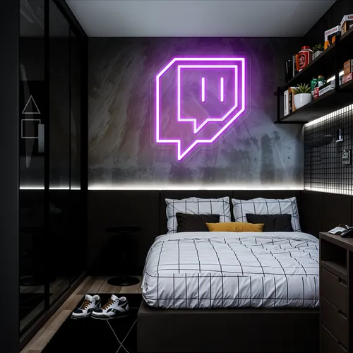 Twitch Icon Glow Neon Sign - Custom T-Shirt Today