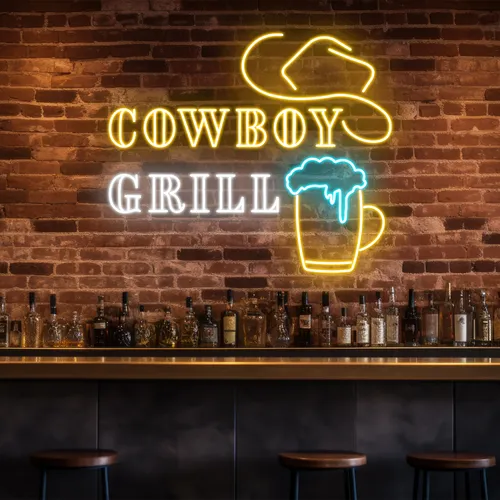Cowboy Grill Neon Sign - Custom T-Shirt Today