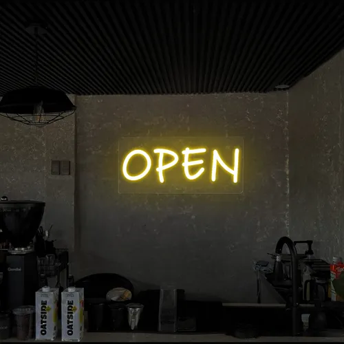 Open Neon Sign (small handwritten style) - Custom T-Shirt Today
