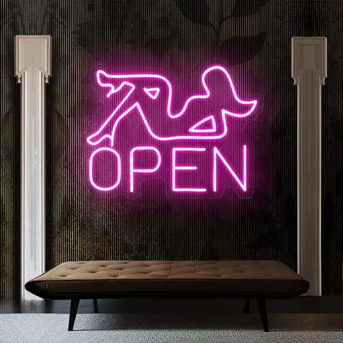 Open With Pin-Up Neon Sign - Custom T-Shirt Today