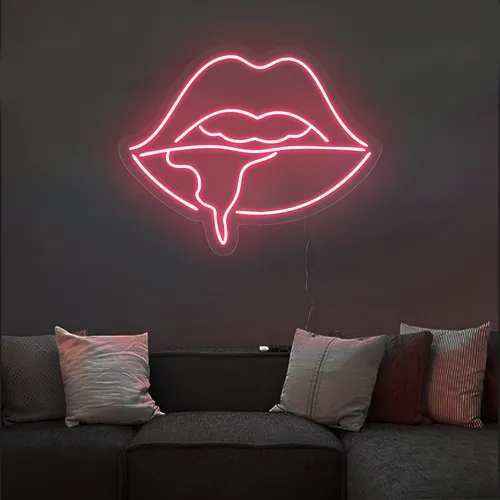 Dripping Lips Neon Sign - Custom T-Shirt Today