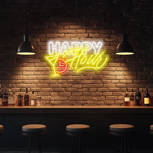 Custom Happy Hour Neon Signs - Custom T-Shirt Today