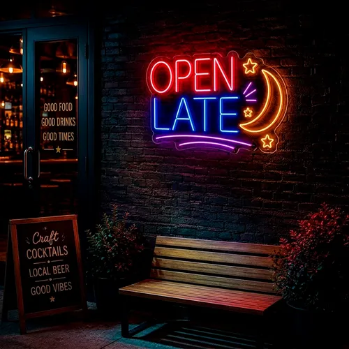 Custom Open Late Neon Signs - Custom T-Shirt Today