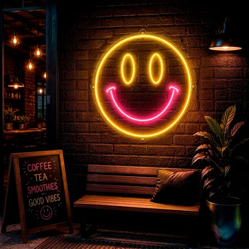 Custom Smiley Face Neon Signs - Custom T-Shirt Today