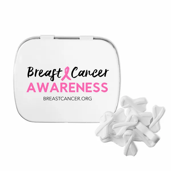 Domed Tin with Ribbon Shaped Mints - Custom T-Shirt Today