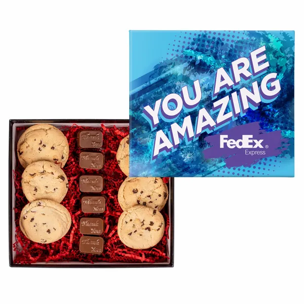 Chocolate Chip Cookies and Molded Chocolates in Gift Box - Custom T-Shirt Today