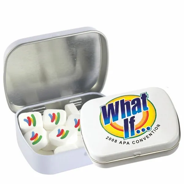 Domed Tin - Imprinted Square Mints - Custom T-Shirt Today