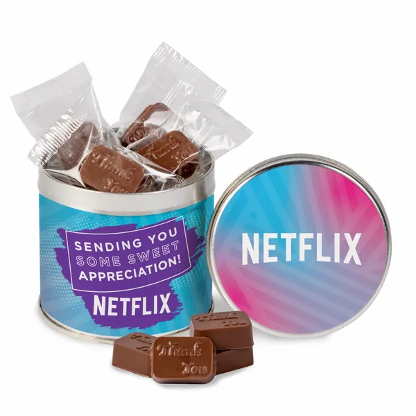 Round Tin with Molded Chocolates - Custom T-Shirt Today