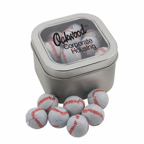 Window Tin with Chocolate Baseballs - SBF2700 - Custom T-Shirt Today
