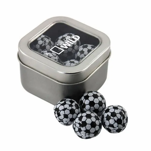 Window Tin with Chocolate Soccer Balls - SBF2500 - Custom T-Shirt Today