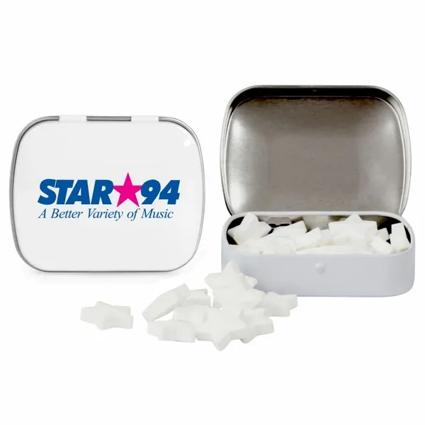 Domed Tin with Star Shaped Mints - Custom T-Shirt Today