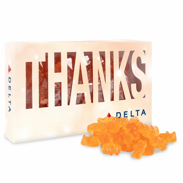 Thanks Die Cut Box with Champagne Gummy Bears - Custom T-Shirt Today