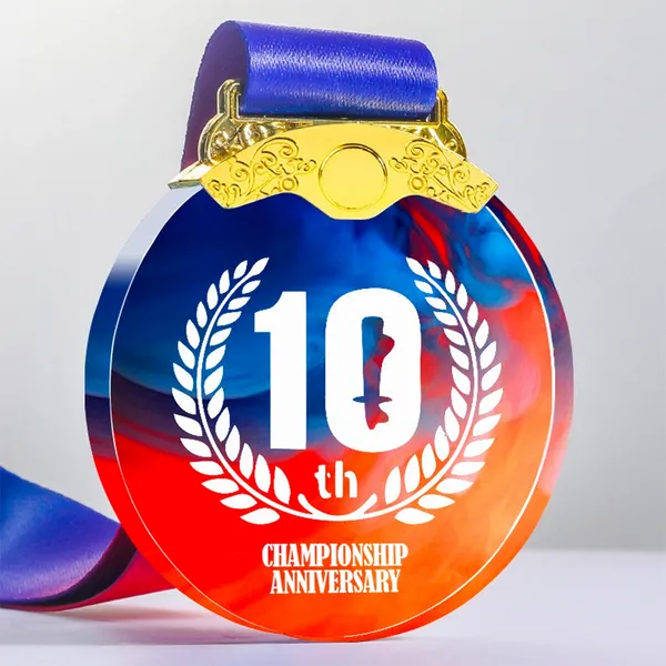 Metal Inlay Crystal Medal