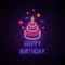 Happy Birthday with Cake Neon Sign - Custom T-Shirt Today