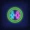 Boy & Girl Silhouettes Circle Neon Sign - Custom T-Shirt Today