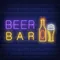Beer & Bar with Bottle & Glass Neon - Custom T-Shirt Today