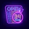 Retro Open 24 Hours Neon Sign - Custom T-Shirt Today