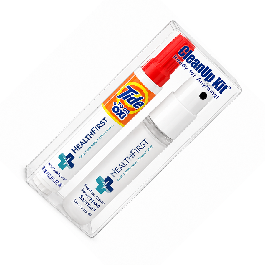 CleanUp Kit - Tide® to Go + Oxi and Sani-Pen® Clipless™ Travel Kits - Custom T-Shirt Today