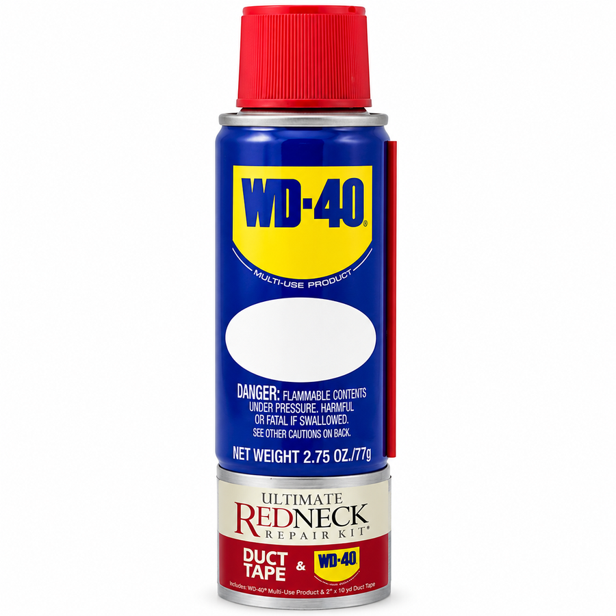 Ultimate Redneck Repair Kits, WD-40 2.75 oz Handy Cans and 6 yards of Duct Tapes - Custom T-Shirt Today