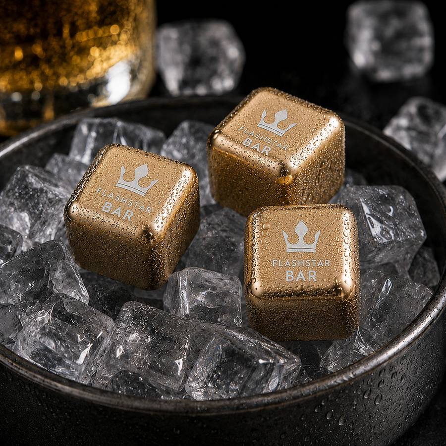 Gold Stainless Steel Ice Cubes - Custom T-Shirt Today