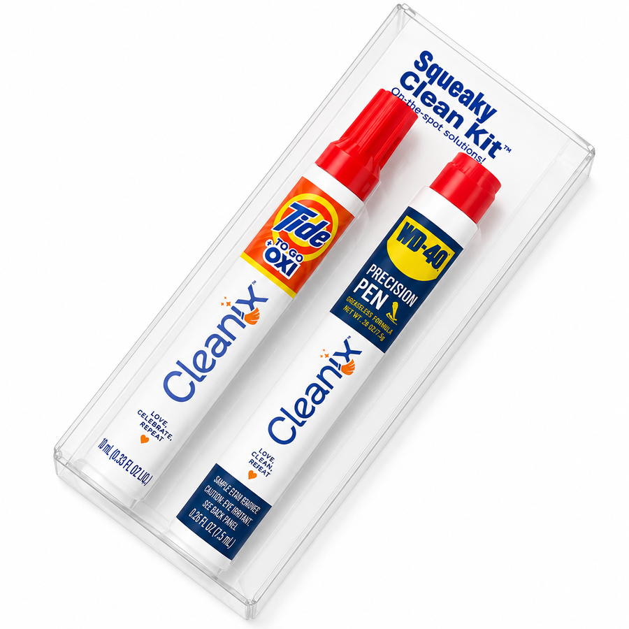 Squeaky Clean Kit - WD-40® Precision Pen and Tide® to Go + Oxi Travel Kits - Custom T-Shirt Today